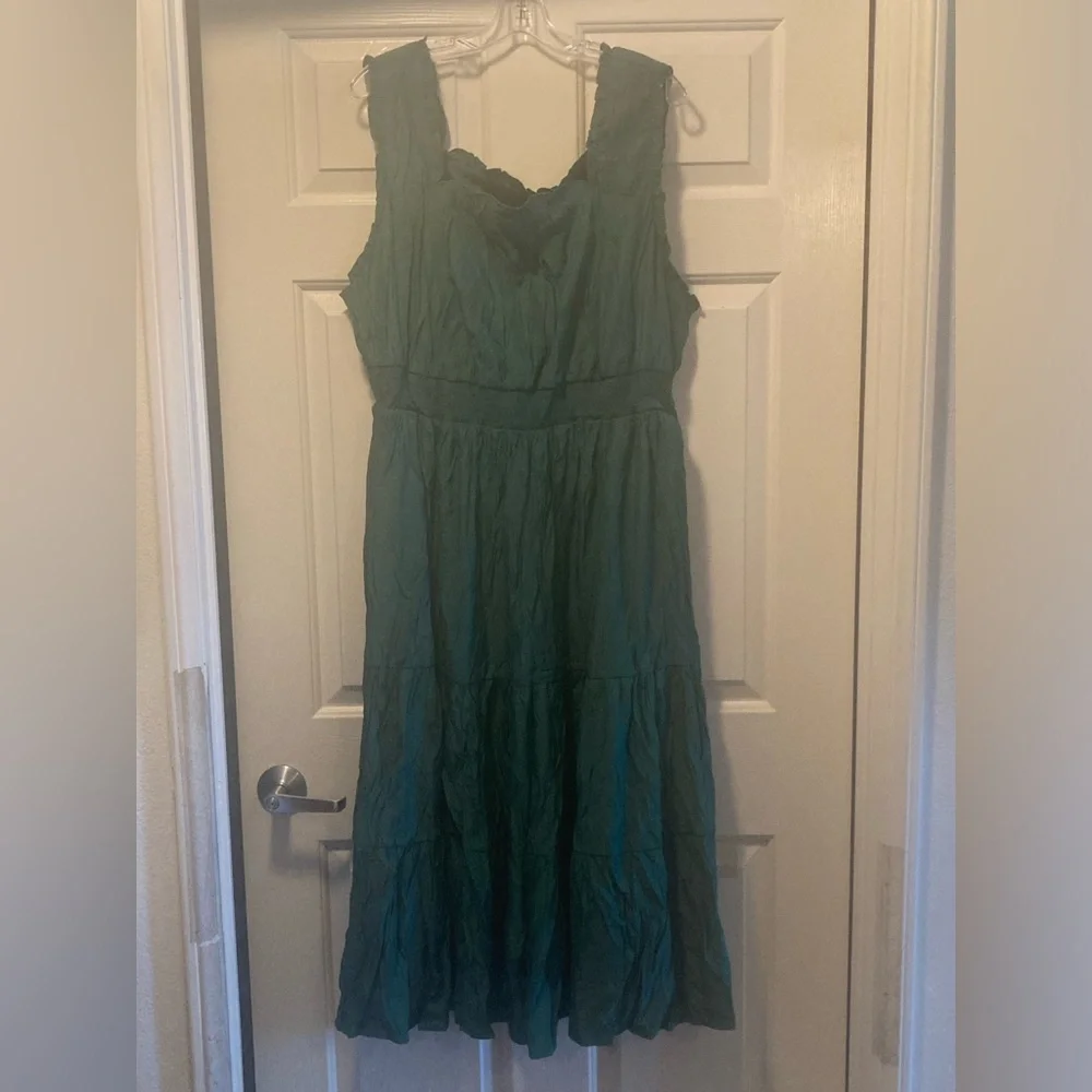 Emerald Green Ruffle Maxidress - Picture 2 of 6